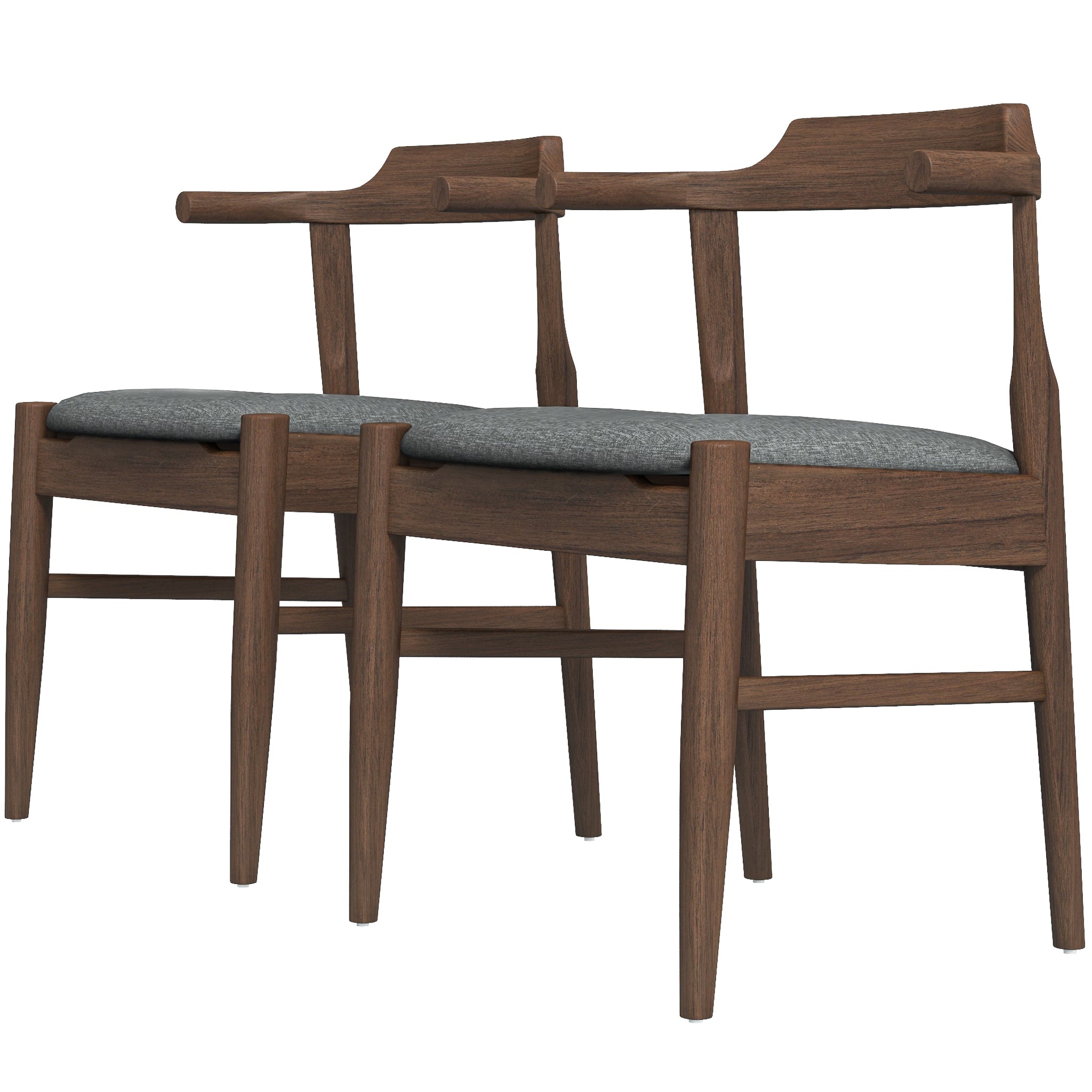 Ashcroft - Leon Mid-Century Modern Gray Fabric Dining Chair (Set of 2) - Image 2