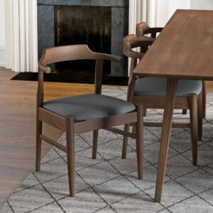 Ashcroft - Leon Mid-Century Modern Gray Fabric Dining Chair (Set of 2)