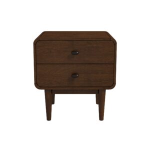 Alternative view of Ashcroft - Alexa Mid-Century Modern Style Nightstand with 2 Drawers in Brown