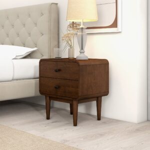Ashcroft - Alexa Mid-Century Modern Style Nightstand with 2 Drawers in Brown