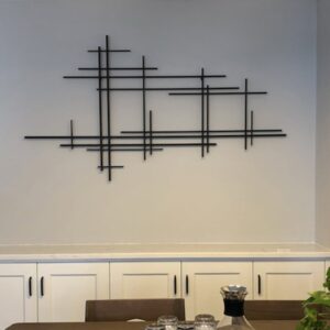 Alternative view of HMR - 39" Minimalist Black Metal Wall Decor with Vertical Lines for Living Room,Office,Hotel