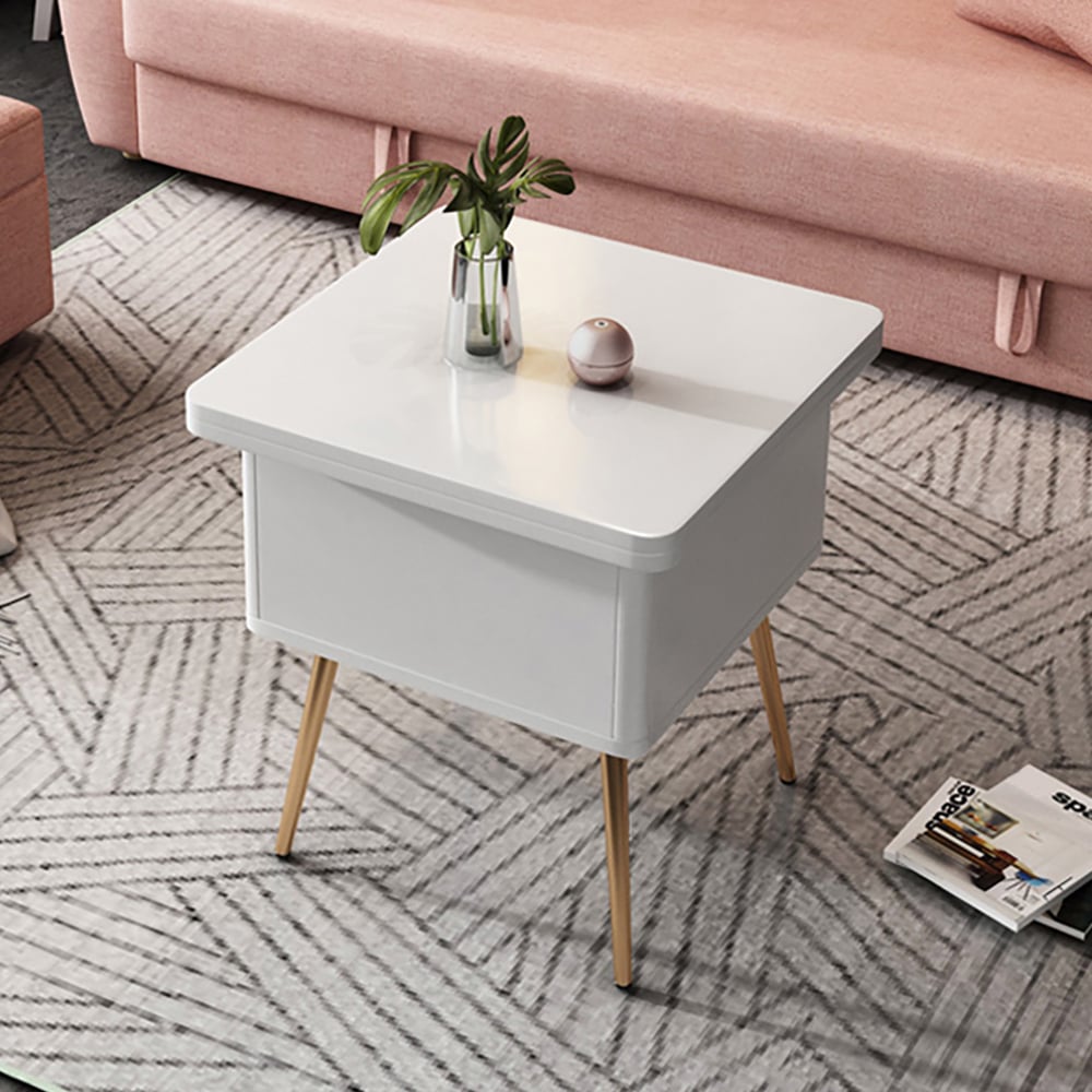 HMR - Modern Multi-functional Coffee Table Extendable with Storage & Lift Top in White - Image 4