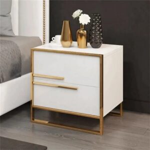 Alternative view of HMR - Cylina Series Modern Square Nightstand with 2 Drawers