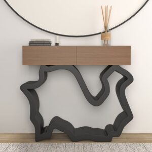 HMR - Modern Console Table with Drawers 39.4" in Black