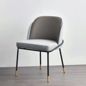 HMR - Modern Dining Chairs with PU Leather and Linen Upholstery (Set of 2)