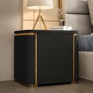 Alternative view of HMR - Modern Square Nightstand with 3 Drawers