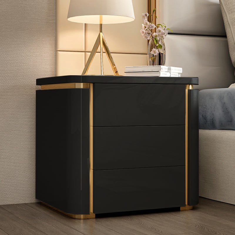 HMR - Modern Square Nightstand with 3 Drawers - Image 2