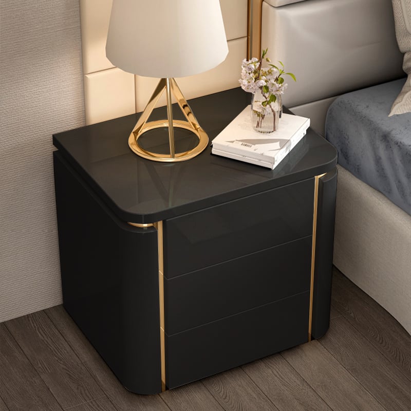 HMR - Modern Square Nightstand with 3 Drawers - Image 5