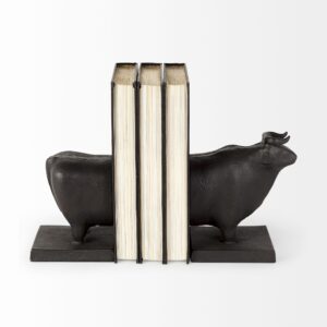 Alternative view of Mercana - Taurus III 9L x 4W Black Cast Aluminum Bull Bookends (Set of 2)