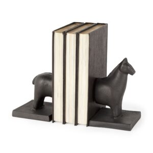 Alternative view of Mercana - Sphynx III 9L x 4W Black Cast Aluminum Horse Shaped Bookends (Set of 2)