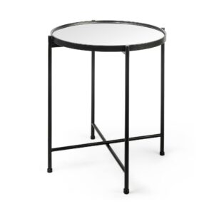 Mercana - Samantha Accent Table in Black, Mirrored Glass