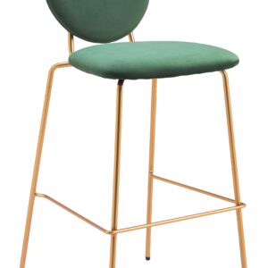 ZUO - Odessa Barstool (Set of 2) in Green/Gold